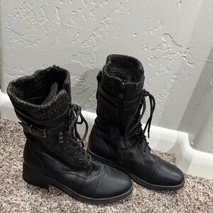 Dream Pairs Black Combat Boots with Knit Cuff